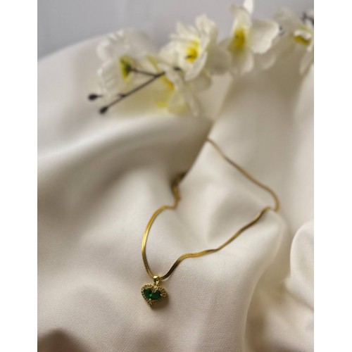  Green heart Necklace 